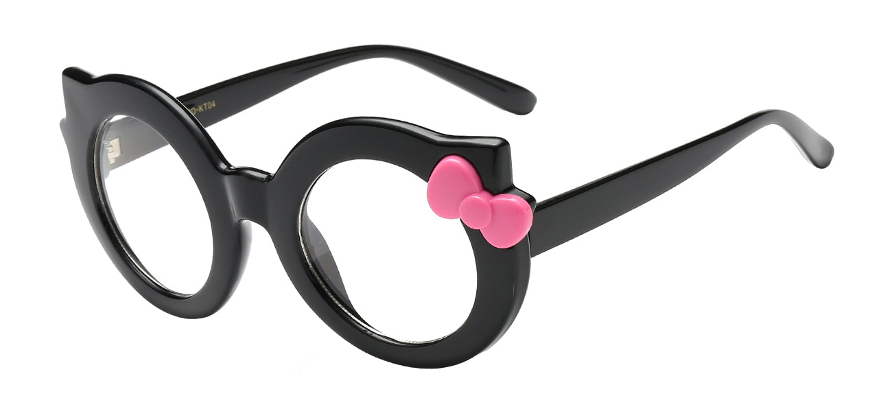 Cute Round Frame Kitty Bow Sunglasses