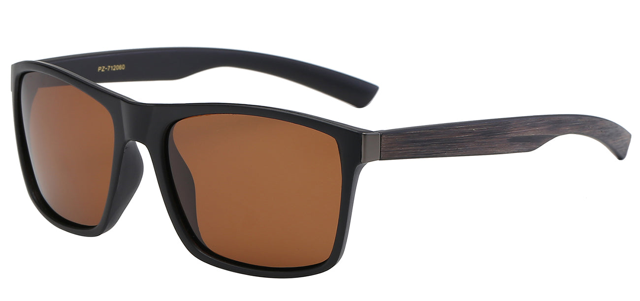 Contemporary Unisex Sunglasses Wood Grain Temple