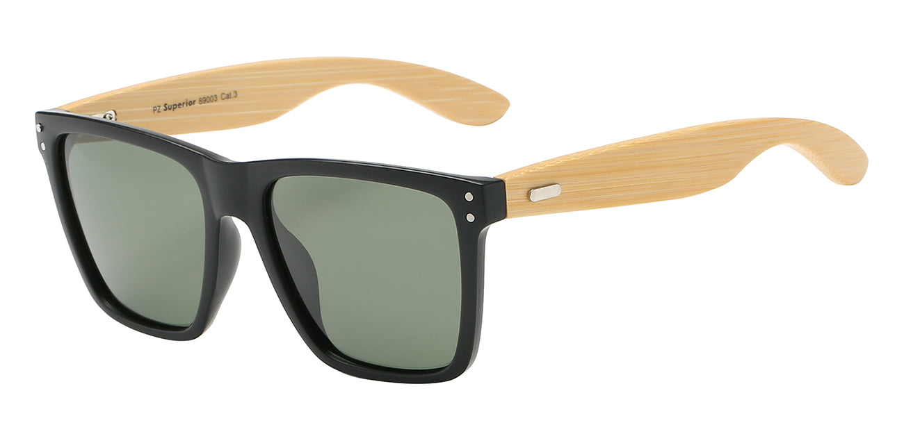 Eco-Friendly Bamboo Temple Polarized Sunglasses