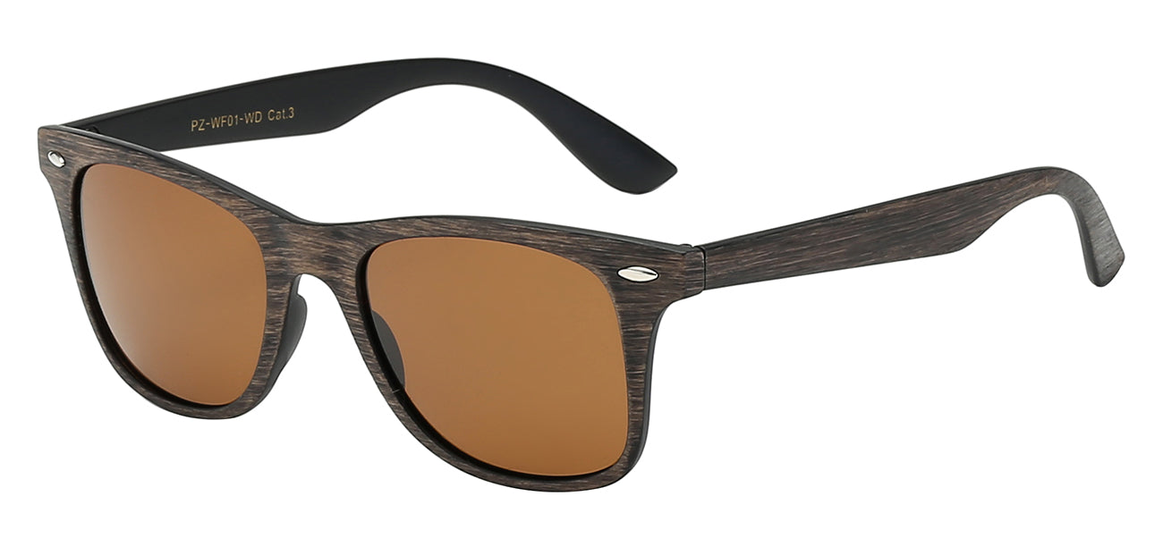 Wood Grain Print Polarized Retro Sunglasses