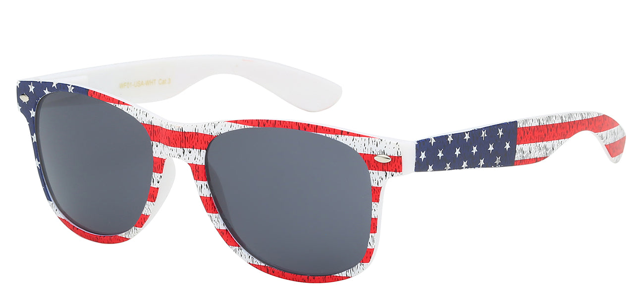 RETRO REWIND WHITE FRAME USA FLAG SUNGLASSES