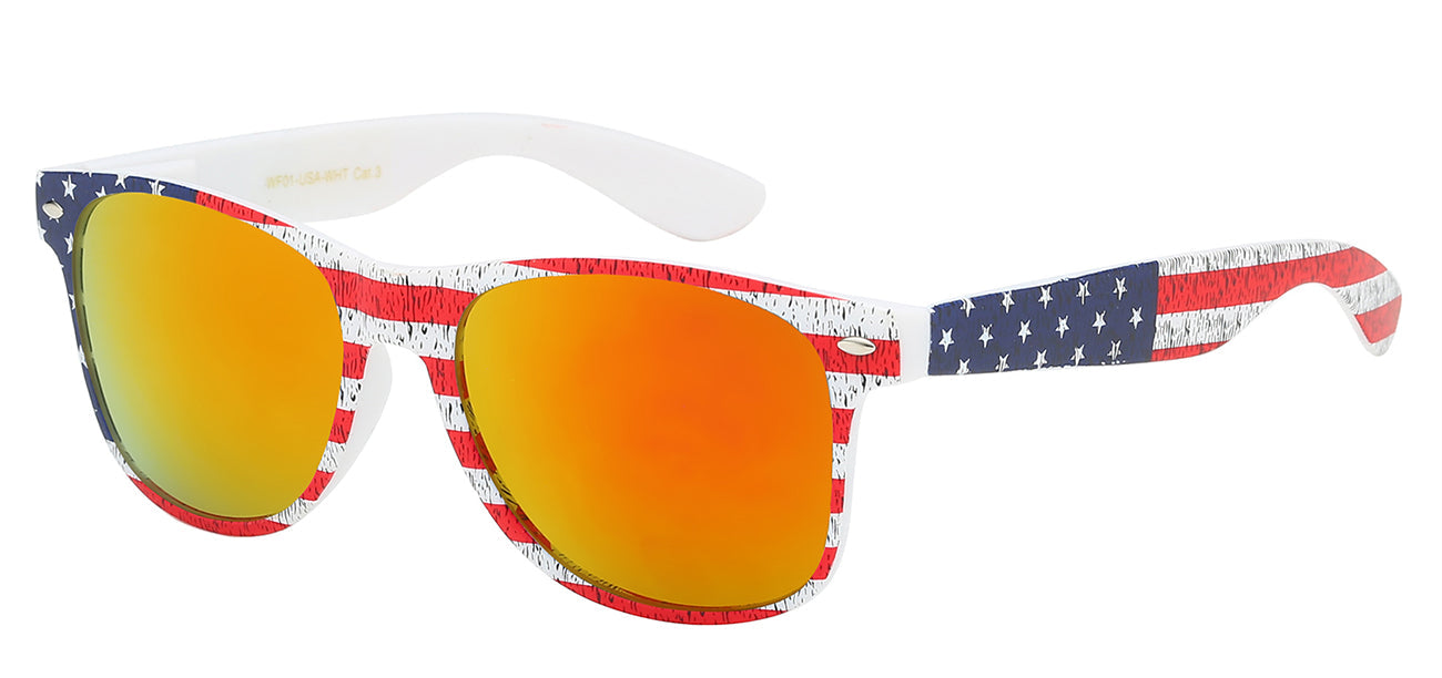 RETRO REWIND WHITE FRAME USA FLAG SUNGLASSES