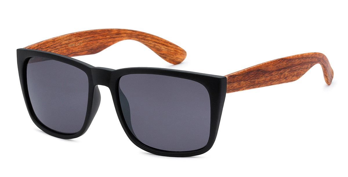 RETRO REWIND SQUARE WOOD GRAIN SUNGLASSES