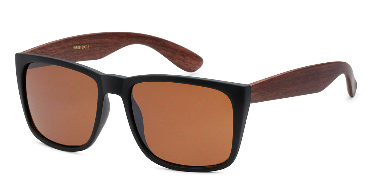 RETRO REWIND SQUARE WOOD GRAIN SUNGLASSES